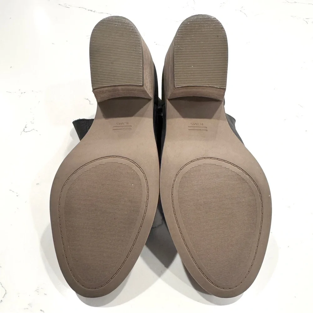 Toms Eliza Black Nubuck Leather Wedge Heel Ankle Boots Women’s Size 8.5 NWOT - Picture 12 of 14